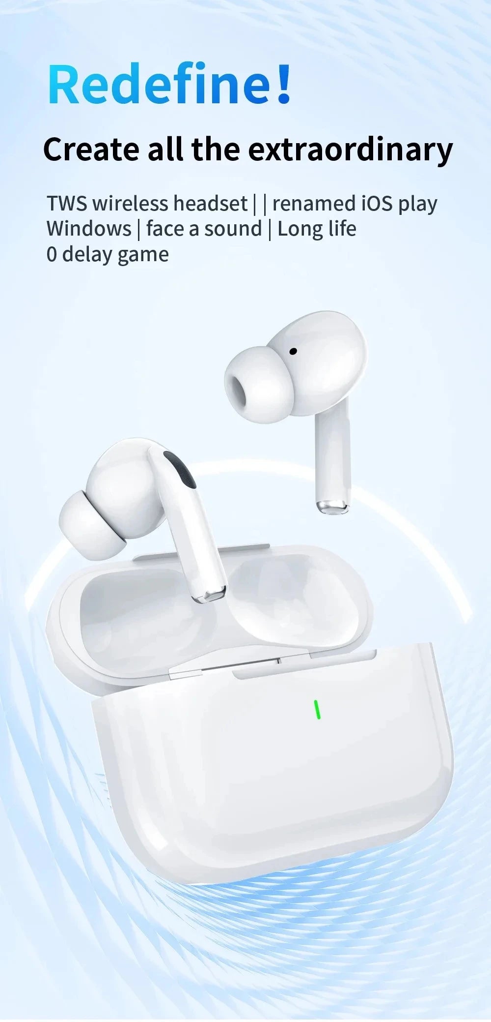 Fones de ouvido sem fio Bluetooth Air Pro 5 TWS Max originais, intra-auriculares, esportivos, com cancelamento de ruído, para iPhone da Apple