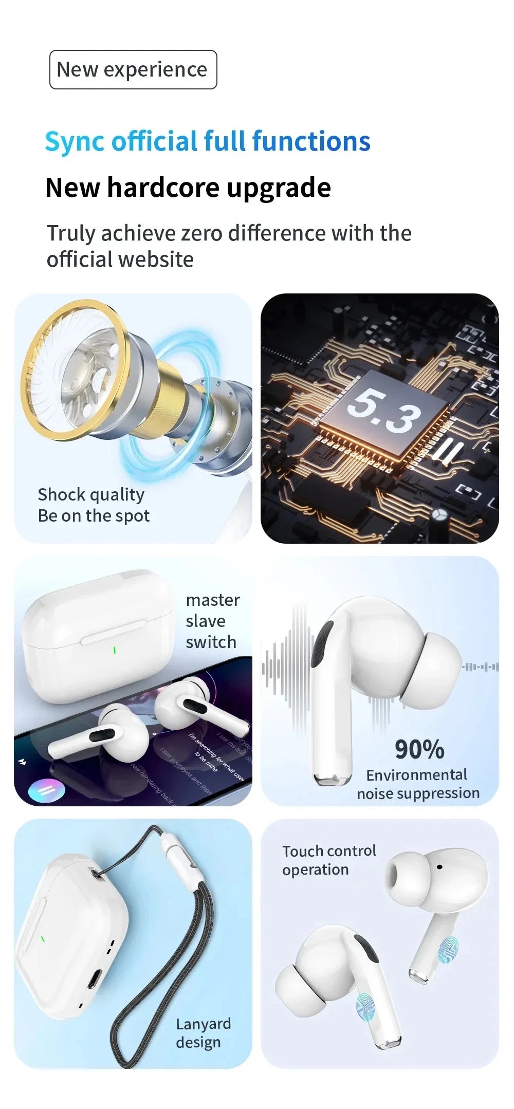 Fones de ouvido sem fio Bluetooth Air Pro 5 TWS Max originais, intra-auriculares, esportivos, com cancelamento de ruído, para iPhone da Apple